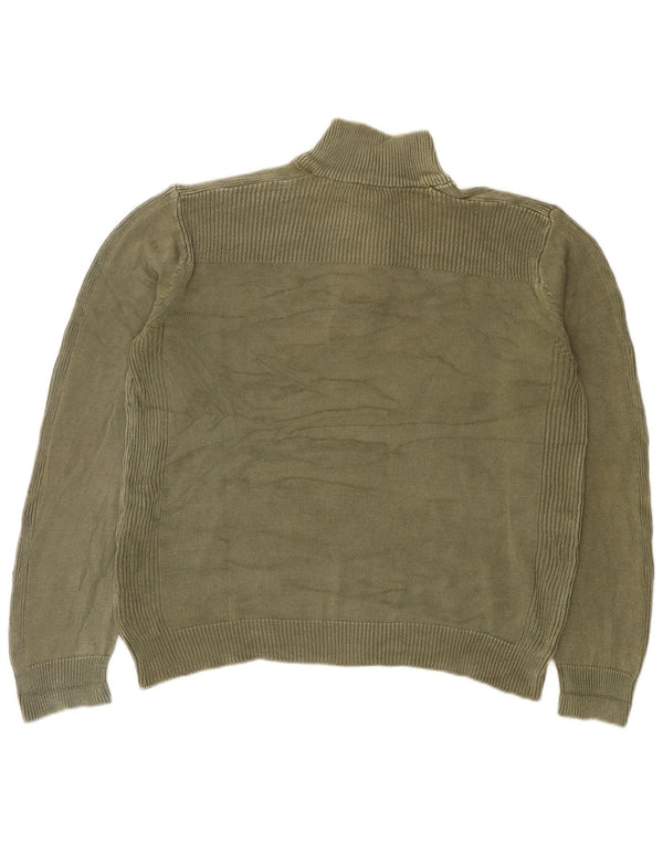 Calvin Klein Jeans Mens Button Neck Jumper Sweater XL Green Cotton