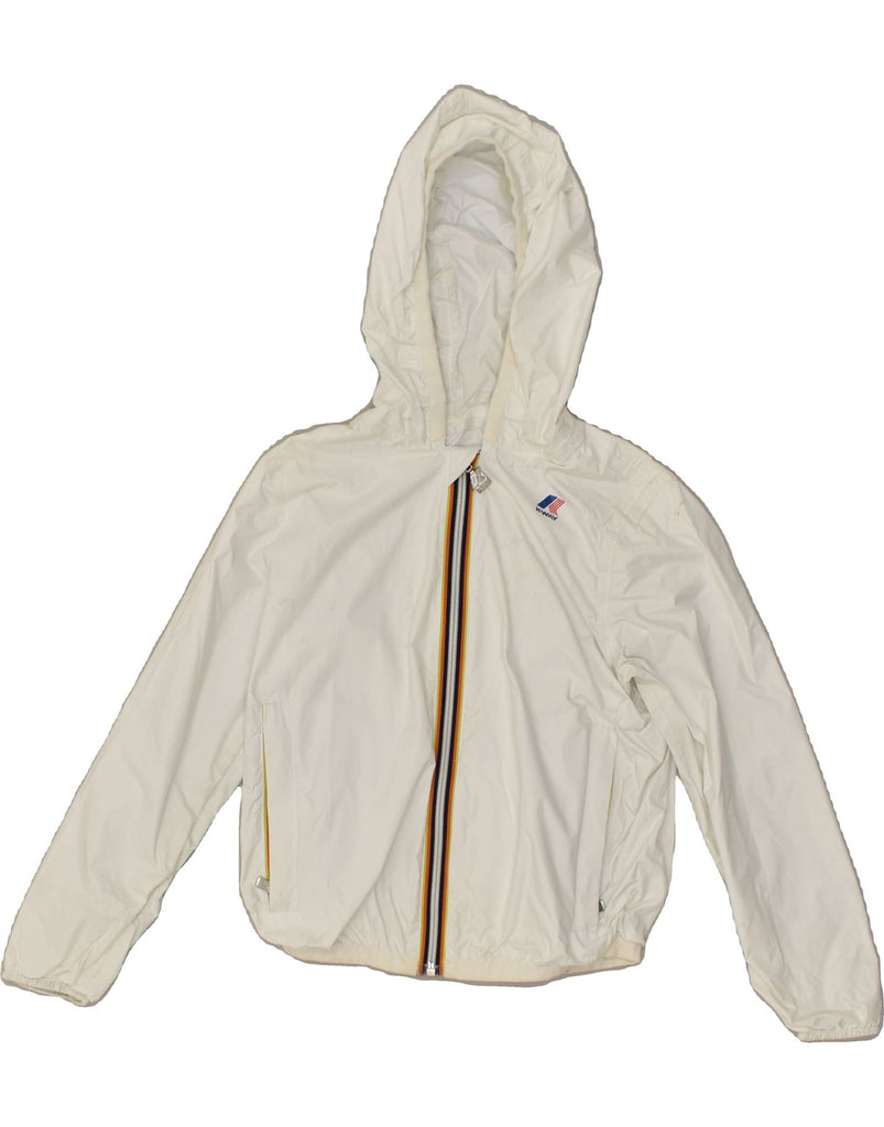 K-WAY Girls Hooded Rain Jacket 7-8 Years White Polyamide | Vintage K-Way | Thrift | Second-Hand K-Way | Used Clothing | Messina Hembry 