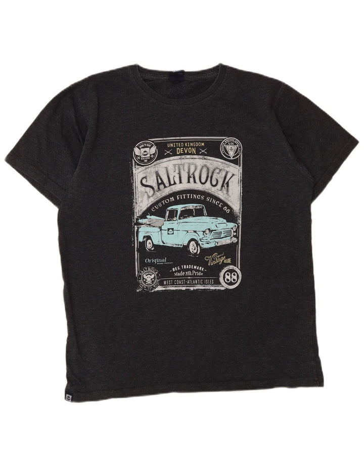 Saltrock Mens Graphic T-Shirt Top Small Grey Cotton