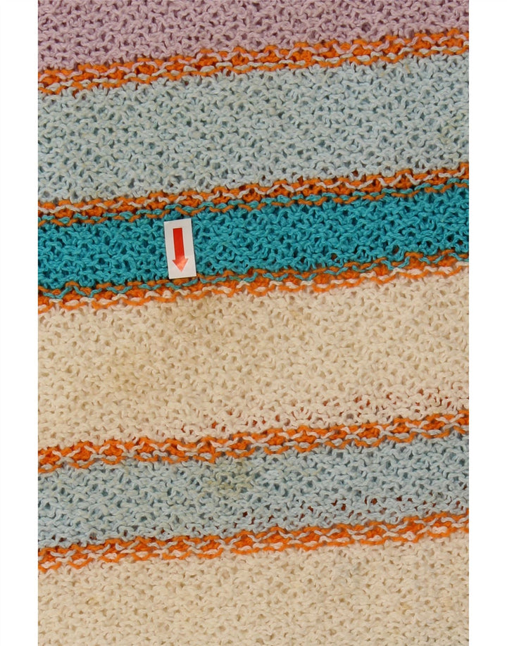 VINTAGE Womens Vest Tank Top UK 14 Large Multicoloured Striped Cotton