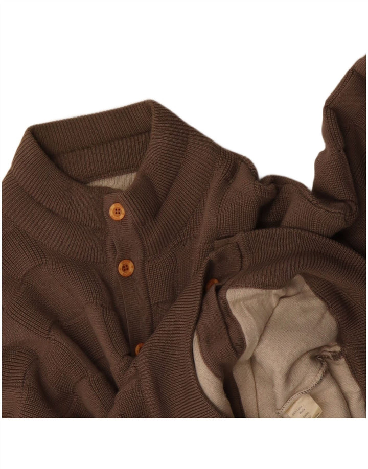 Vintage Mens Cardigan Sweater Large Beige Geometric Polyacrylic