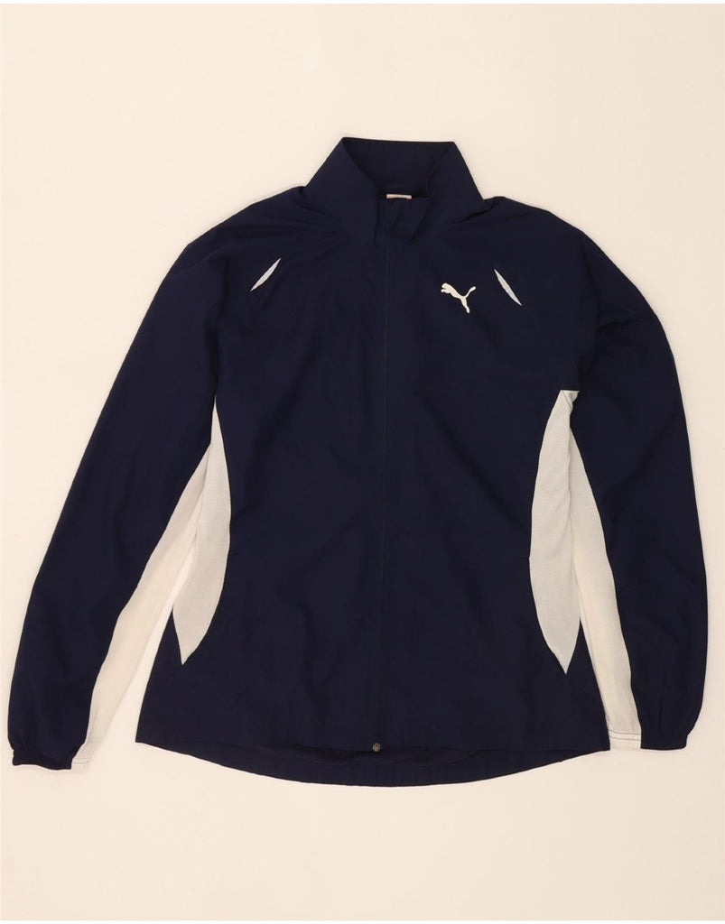 PUMA Womens Tracksuit Top Jacket UK 12 Medium  Navy Blue Colourblock Vintage Puma and Second-Hand Puma from Messina Hembry 
