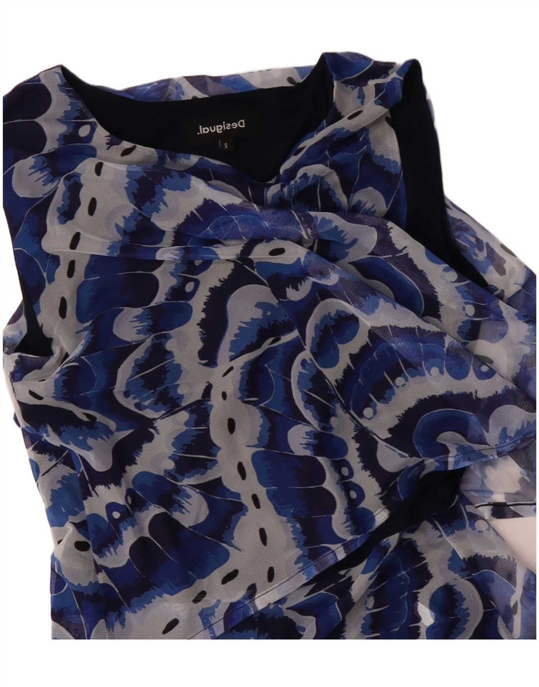 DESIGUAL Womens Abstract Pattern Asymmetrical Dress UK 10 Small Blue
