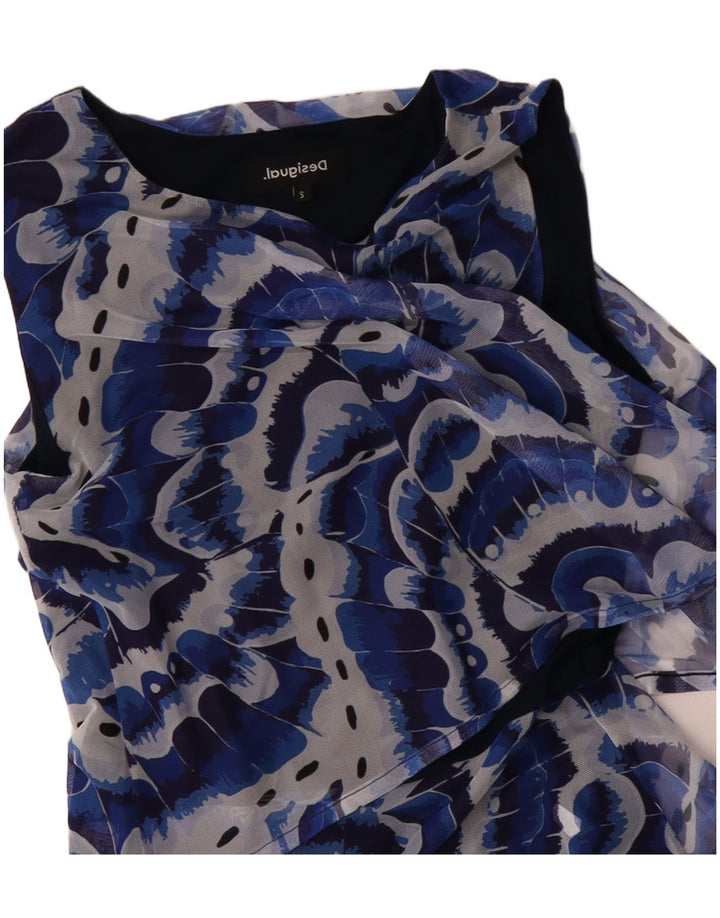 DESIGUAL Womens Abstract Pattern Asymmetrical Dress UK 10 Small Blue