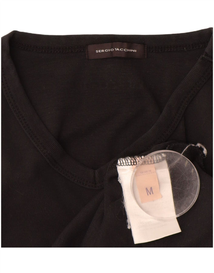 SERGIO TACCHINI Womens Top Long Sleeve UK 12 Medium Black Cotton