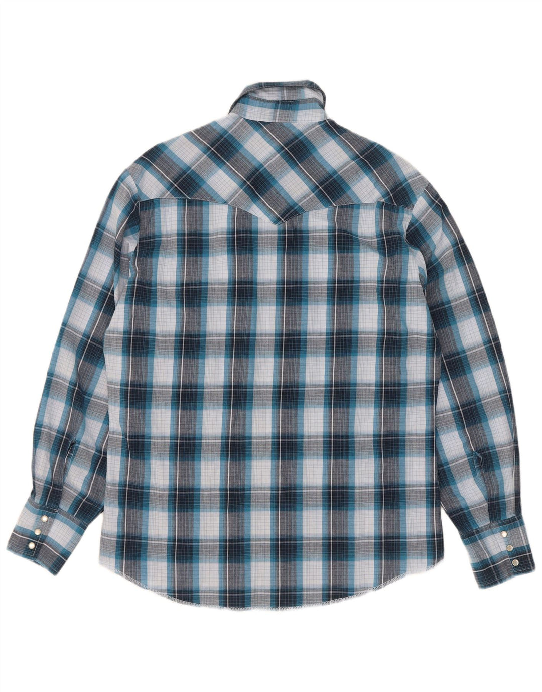 Wrangler Mens Shirt Medium Blue Check Cotton