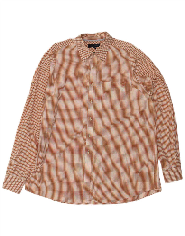 Tommy Hilfiger Mens Shirt Size 17 1/2 XL Orange Check