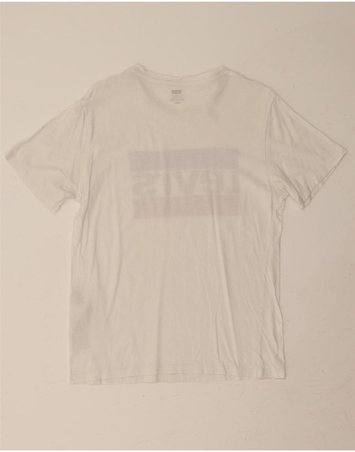 LEVI'S Womens Crop Graphic T-Shirt Top UK 12 Medium White Cotton Vintage Levi's and Second-Hand Levi's from Messina Hembry 