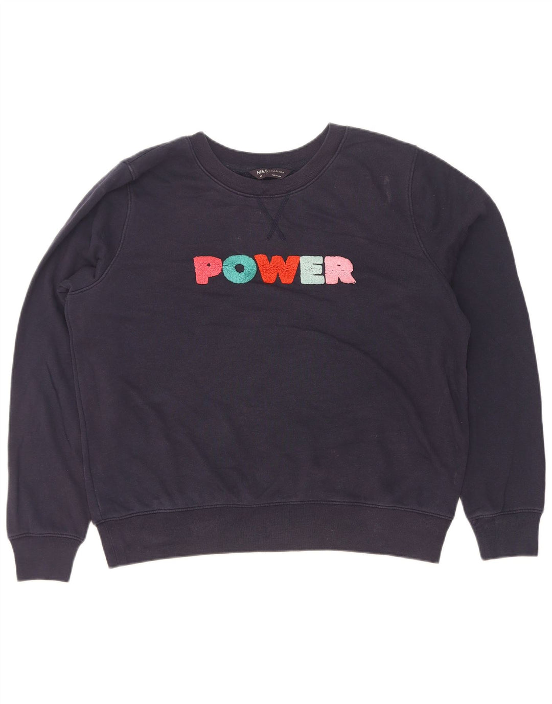 Marks & Spencer Womens Graphic Sweatshirt Jumper UK 14 Large Navy Blue