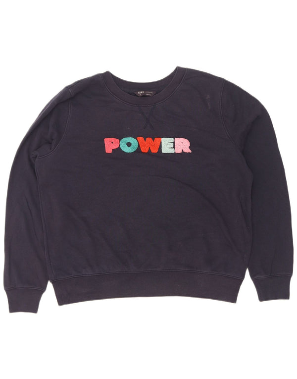 Marks & Spencer Womens Graphic Sweatshirt Jumper UK 14 Large Navy Blue