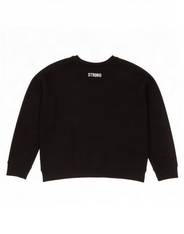 Zara Womens Trafaluc Graphic Sweatshirt Jumper UK 14 Medium Black Cotton