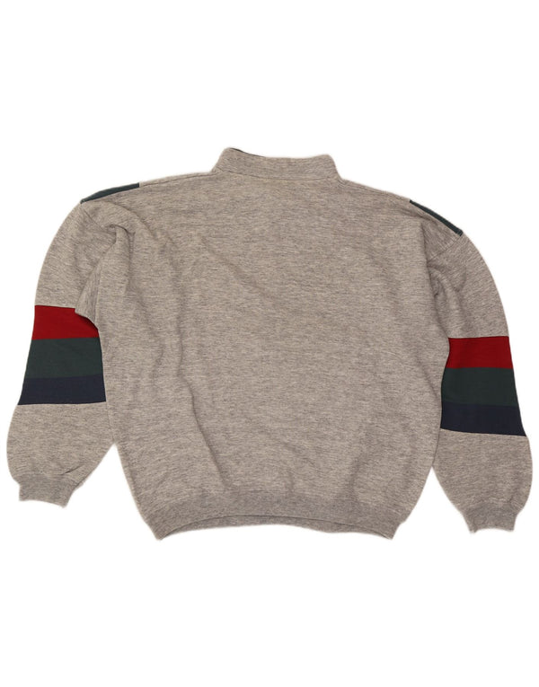 North Pole Mens Zip Neck Sweatshirt Jumper XL Grey Colourblock