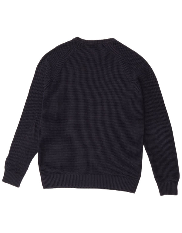 Zara Mens Crew Neck Jumper Sweater Large Navy Blue Cotton