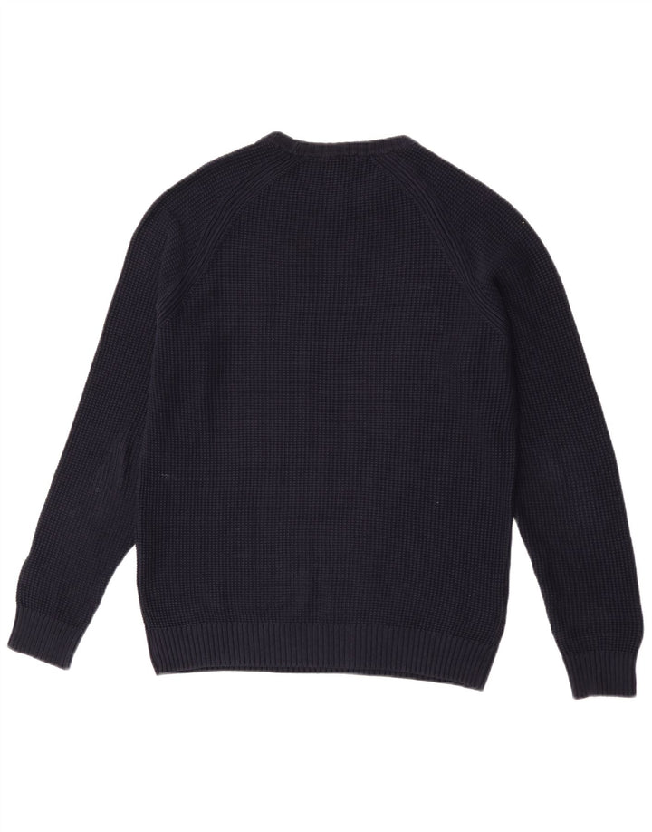 Zara Mens Crew Neck Jumper Sweater Large Navy Blue Cotton