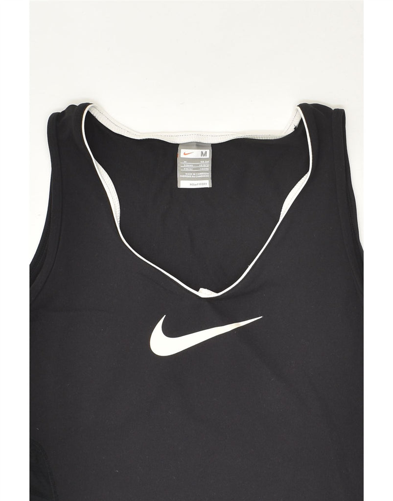 NIKE Womens Graphic Vest Top UK 10/12 Medium Black | Vintage Nike | Thrift | Second-Hand Nike | Used Clothing | Messina Hembry 