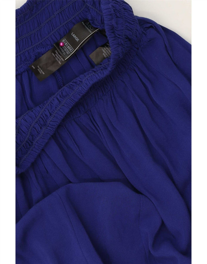 Marks & Spencer Womens Harem Trousers Large W32 L26 Blue Viscose