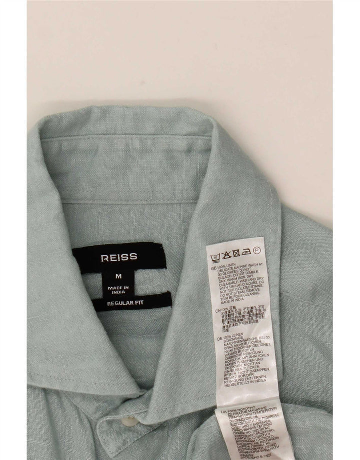 Reiss Mens Regular Fit Shirt Medium Blue Linen