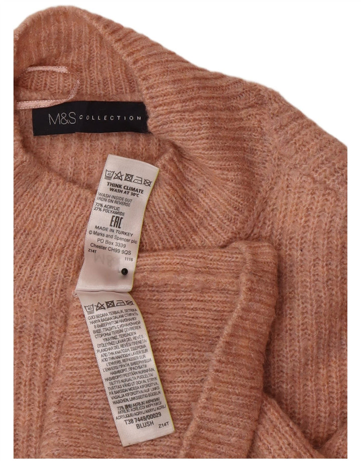 Marks & Spencer Womens Crop Turtle Neck Jumper Sweater UK 12 Medium Pink