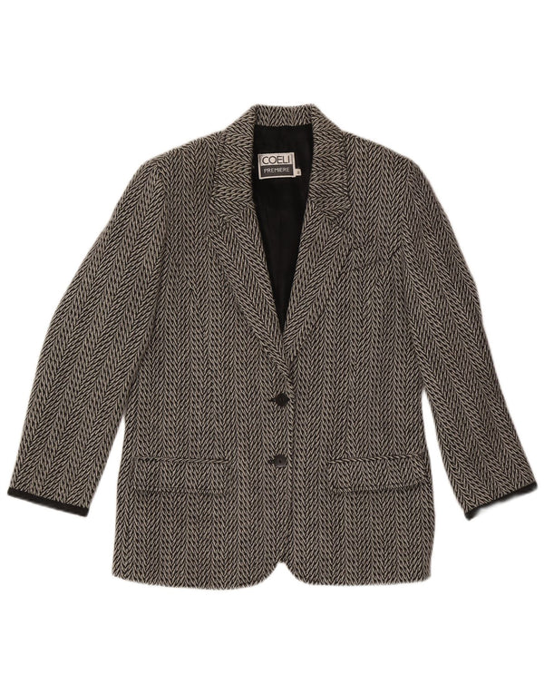Coeli Premiere Womens 2 Button Blazer Jacket IT 44 Medium Grey Herringbone
