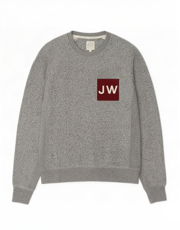 Jack Wills Mens Graphic Sweatshirt Jumper Small Grey Flecked Cotton