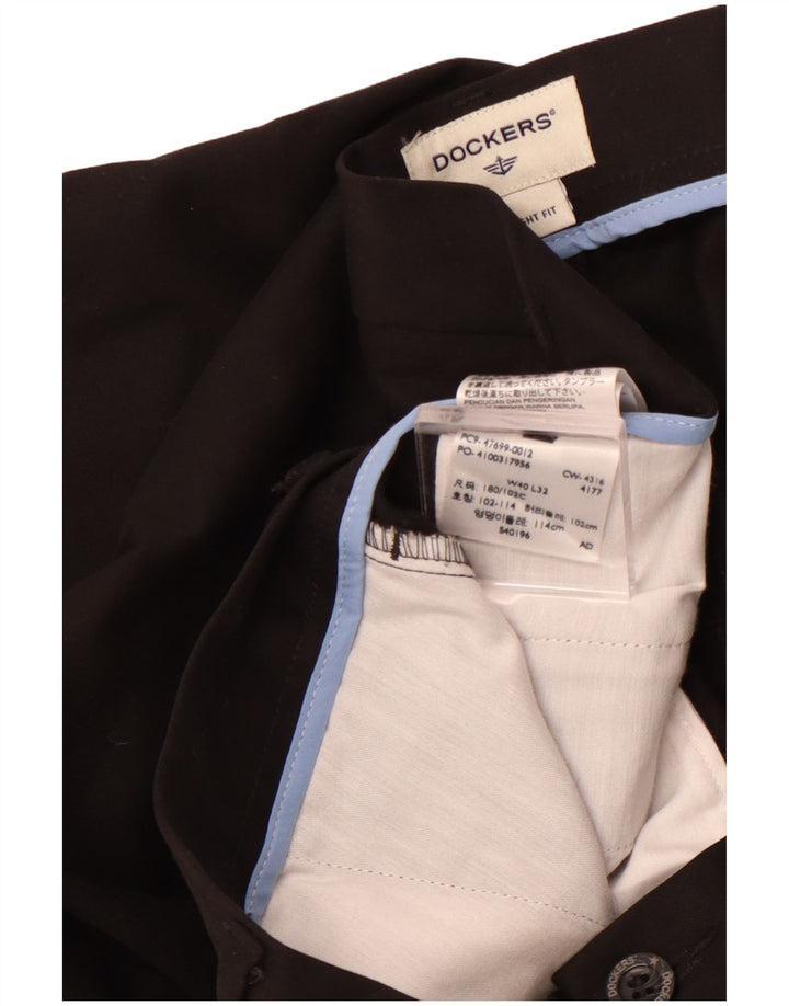 DOCKERS Mens Straight Chino Trousers W40 L32 Black Cotton