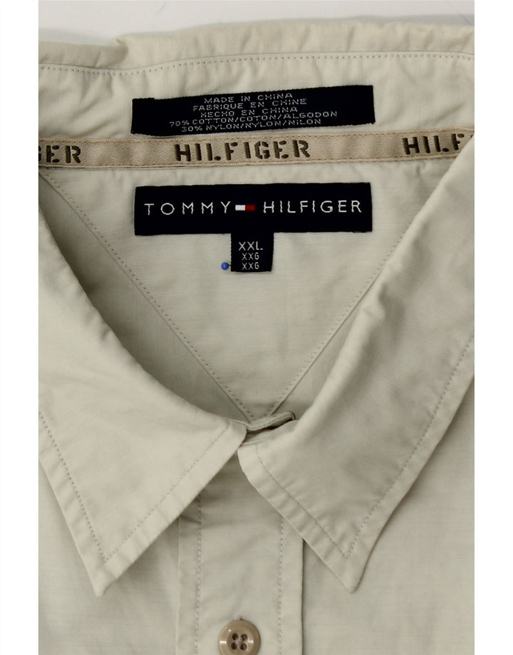 TOMMY HILFIGER Mens Short Sleeve Shirt 2XL Grey Cotton