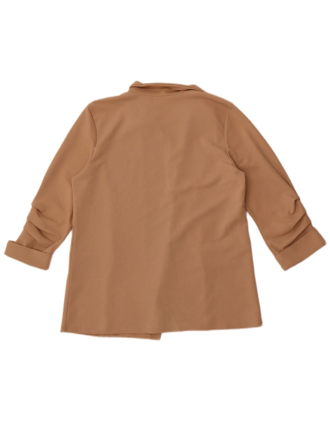 Quiz Womens 3/4 Sleeve Open Blazer Jacket UK 12 Medium  Beige Polyester