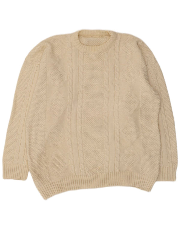 Vintage Mens Crew Neck Jumper Sweater Large Beige