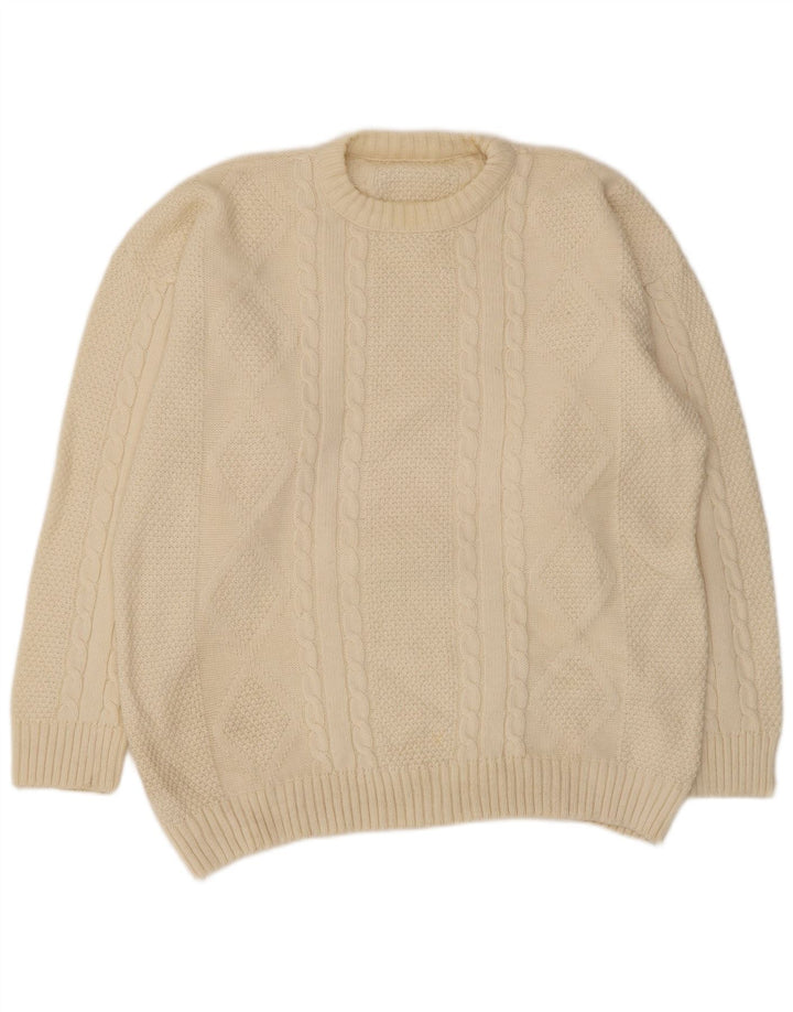 Vintage Mens Crew Neck Jumper Sweater Large Beige