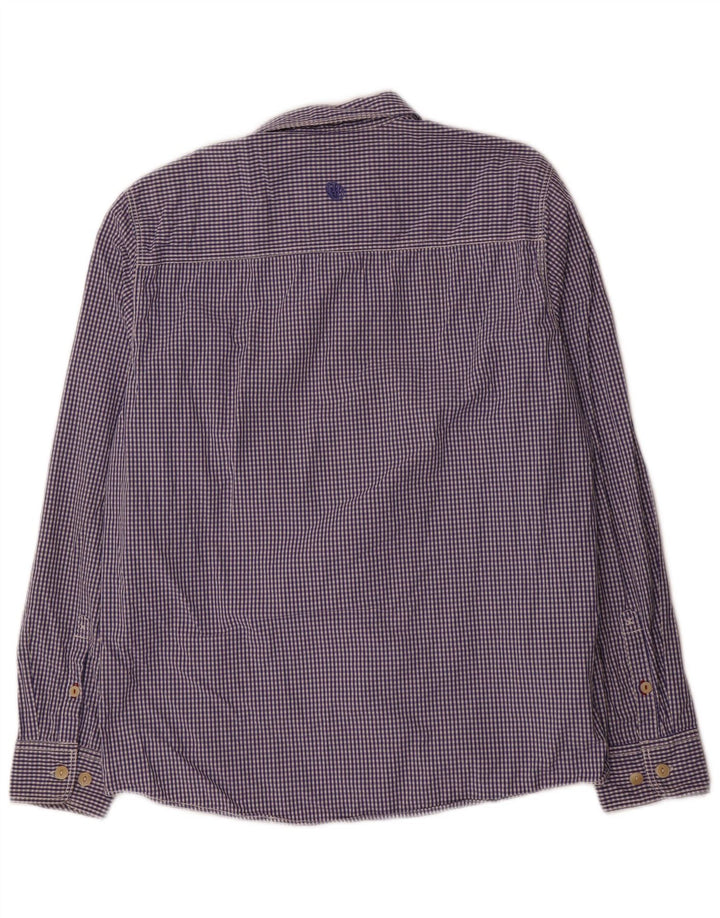 Fat Face Mens Shirt Large Blue Gingham Cotton