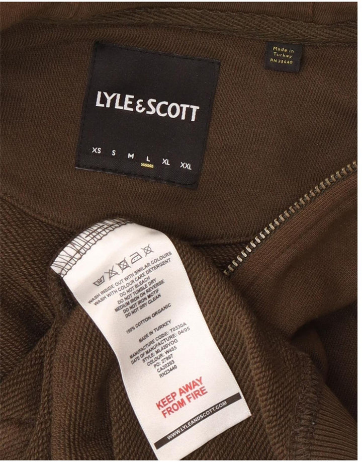 Lyle & Scott Mens Regular Fit Zip Hoodie Sweater Large Brown Cotton