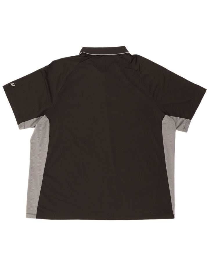 RUSSELL ATHLETIC Mens Dri-Power Polo Shirt UK 54/56 3XL Black Colourblock