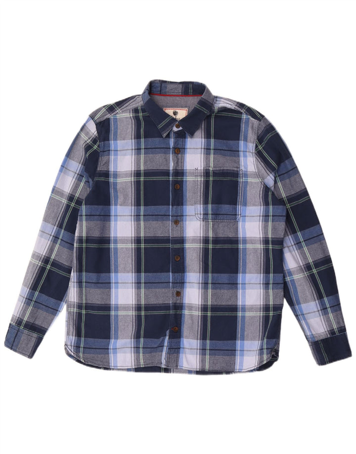 FAT FACE Mens Flannel Shirt XL Blue Check Cotton