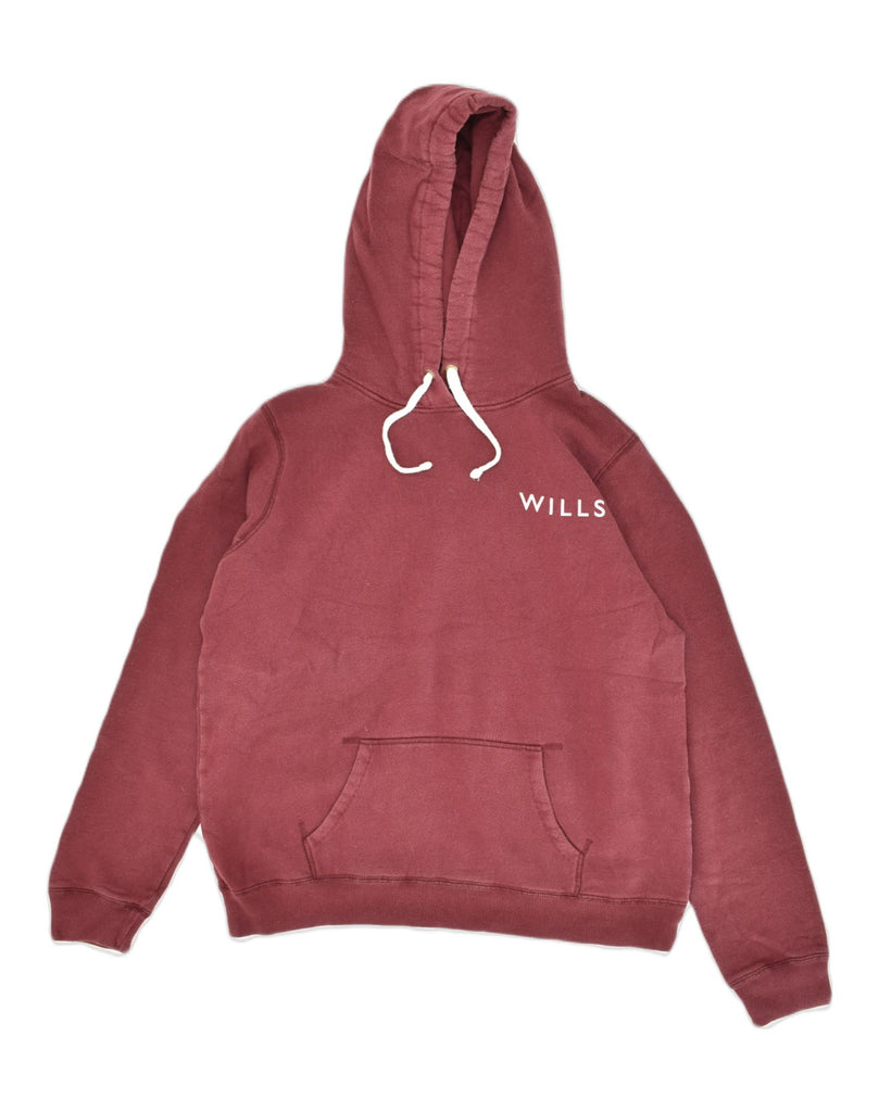 JACK WILLS Womens Graphic Hoodie Jumper UK 16 Large  Maroon Cotton | Vintage Jack Wills | Thrift | Second-Hand Jack Wills | Used Clothing | Messina Hembry 