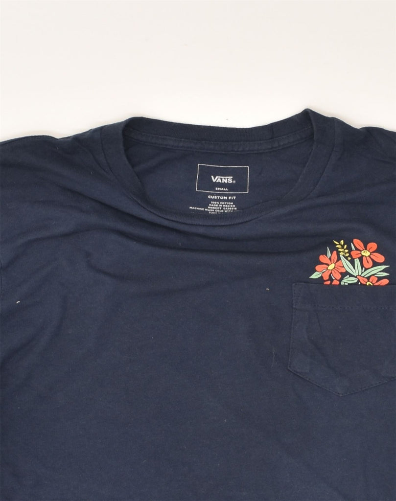 VANS Mens Custom Fit Graphic T-Shirt Top Small Navy Blue Floral Cotton | Vintage Vans | Thrift | Second-Hand Vans | Used Clothing | Messina Hembry 