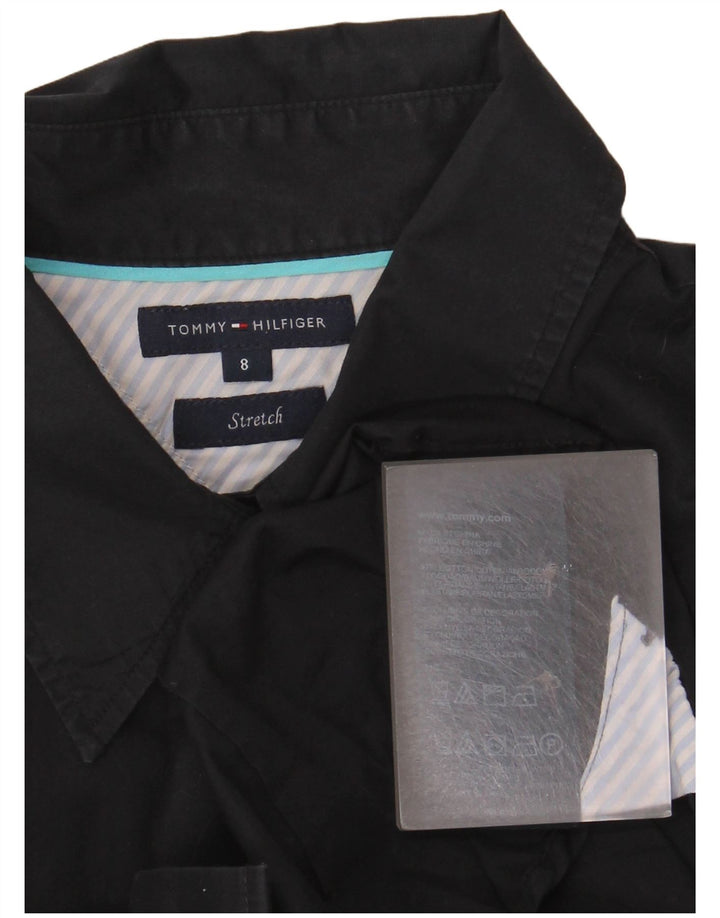 Tommy Hilfiger Womens Stretch Shirt US 8 Medium Black Cotton
