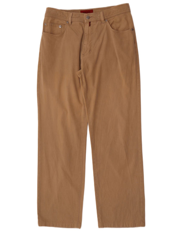 Pierre Cardin Mens Straight Casual Trousers W35 L34 Beige Cotton