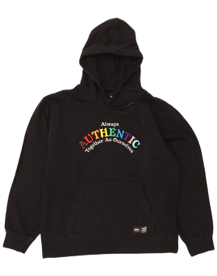 Vans Mens Graphic Hoodie Jumper Large Black Cotton