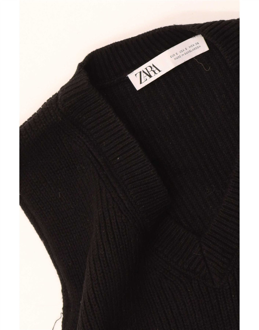 Zara Womens Crop Vest Tank Top UK 10 Small Black