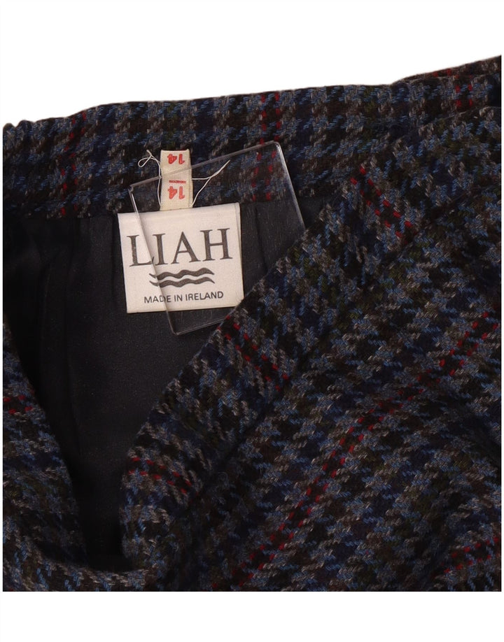 Vintage Womens Pencil Skirt UK 14 Medium W28 Blue Houndstooth