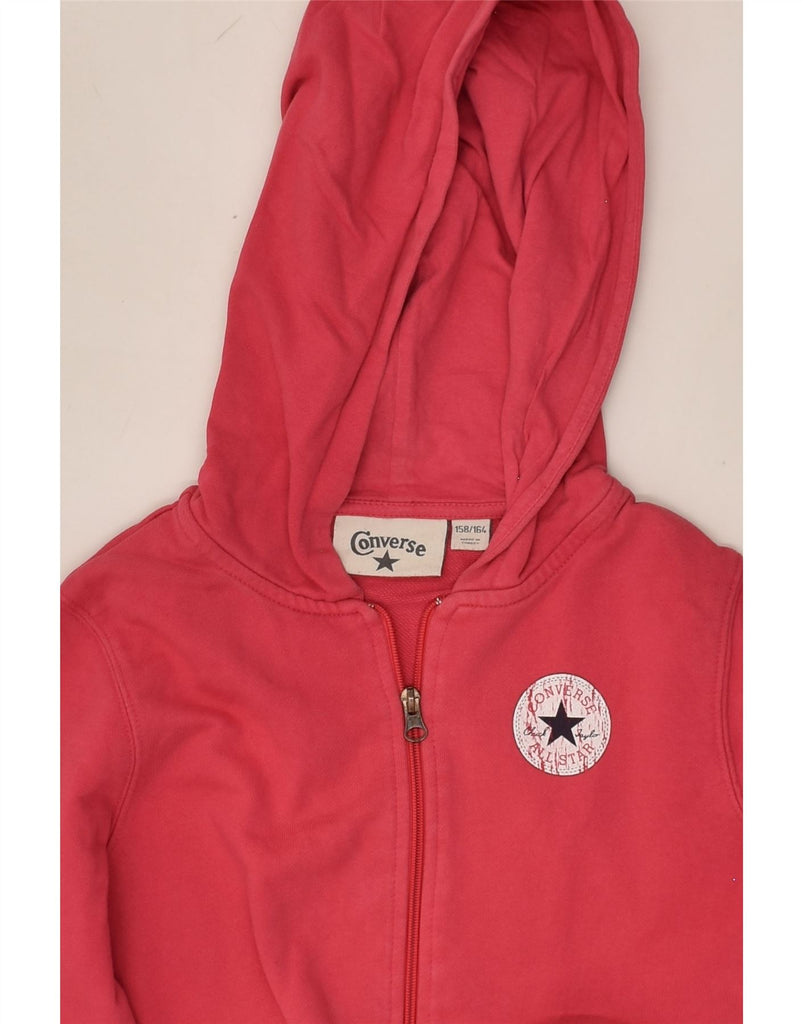 CONVERSE Girls Zip Hoodie Sweater 13-14 Years Red Cotton | Vintage Converse | Thrift | Second-Hand Converse | Used Clothing | Messina Hembry 