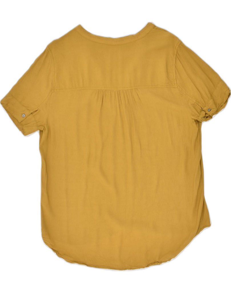 J. CREW Womens Short Sleeve Blouse Top UK 14 Medium Yellow Viscose | Vintage J. Crew | Thrift | Second-Hand J. Crew | Used Clothing | Messina Hembry 