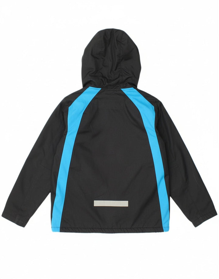 ADIDAS Boys Hooded Windbreaker Jacket 7-8 Years Navy Blue Colourblock