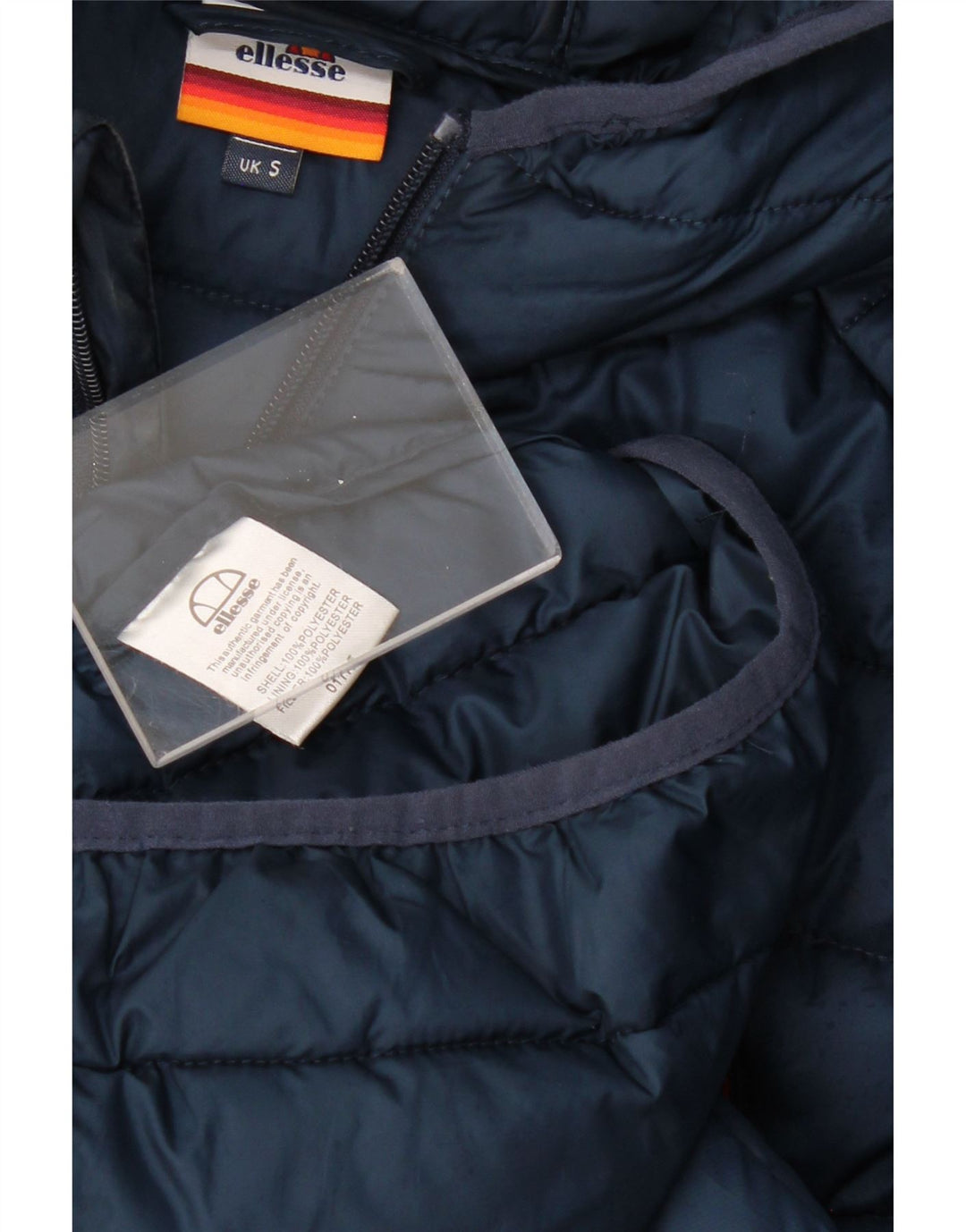 ELLESSE Mens Hooded Padded Jacket UK 36 Small Navy Blue Polyester