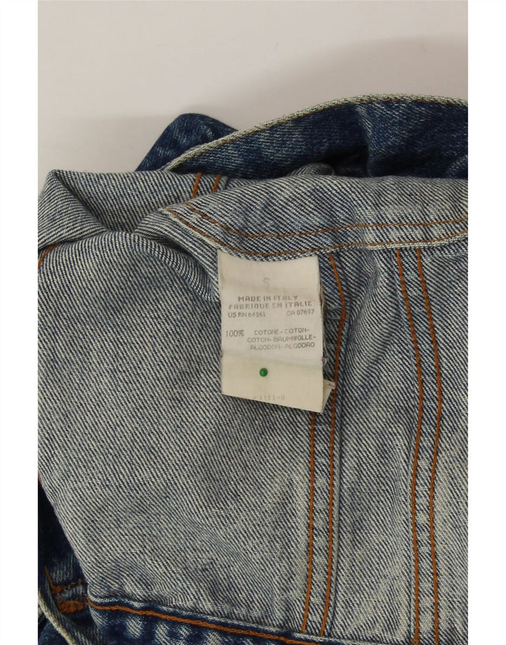 BENETTON Womens Crop Denim Jacket UK 10 Small Blue Cotton Vintage Benetton and Second-Hand Benetton from Messina Hembry 