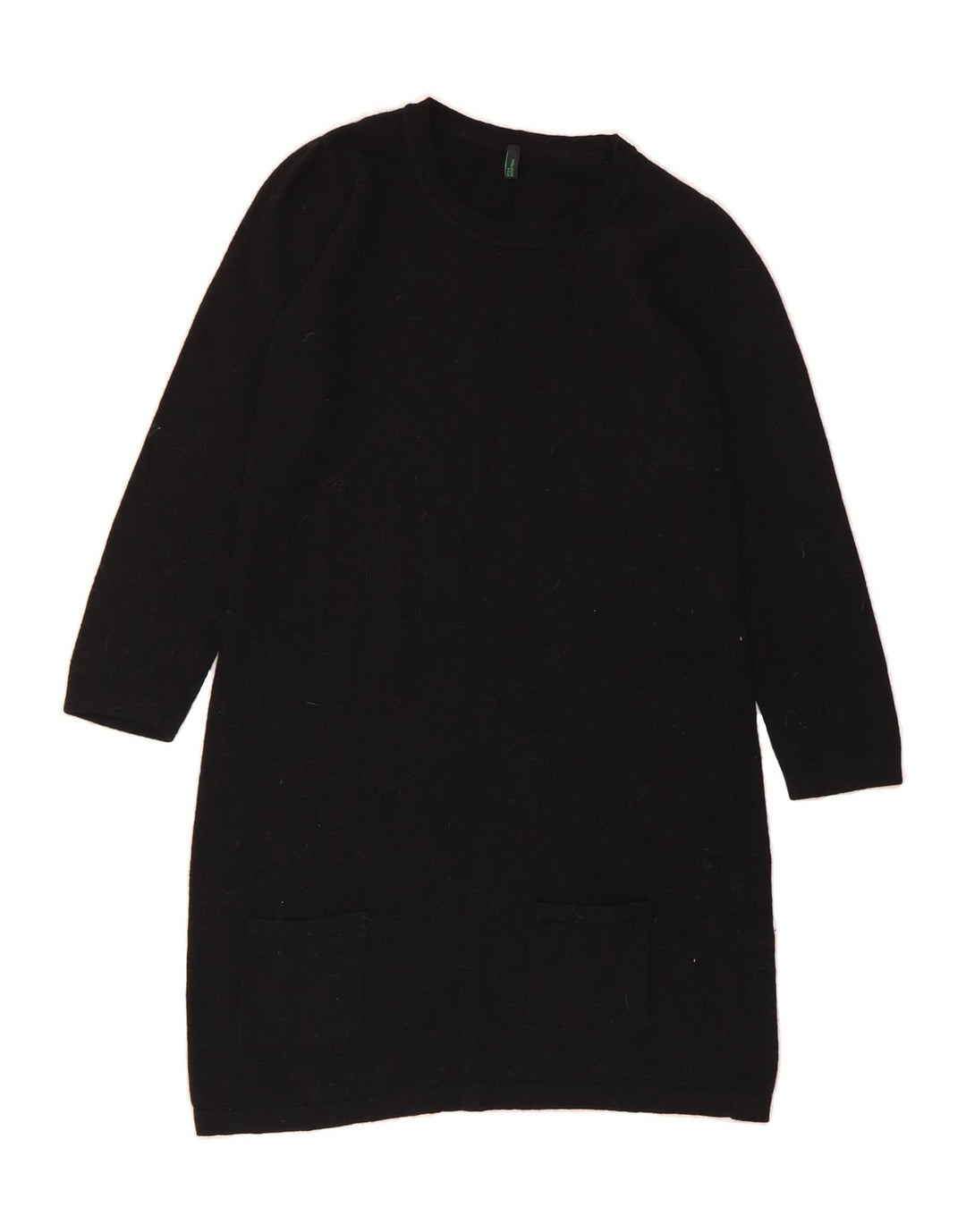 BENETTON Womens Long Sleeve Jumper Dress UK 12 Medium Black Vintage Benetton and Second-Hand Benetton from Messina Hembry 