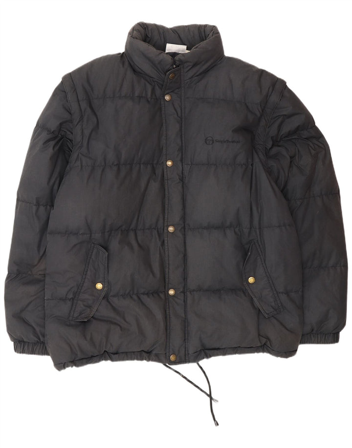Sergio Tacchini Mens Padded Jacket UK 42 XL Navy Blue Cotton