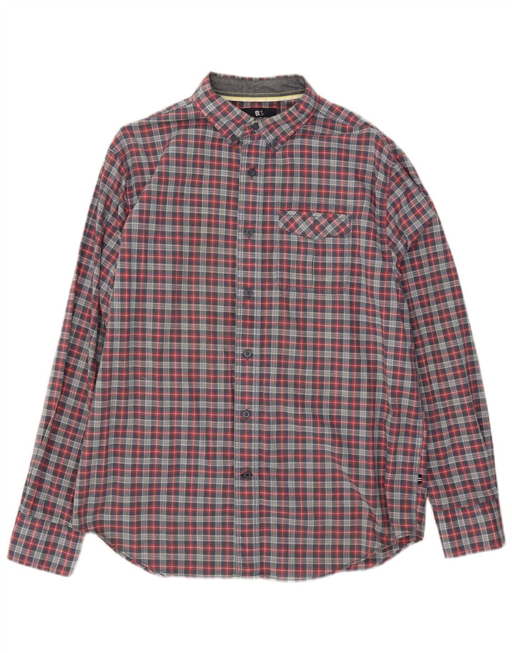 Nautica Mens Shirt Medium Blue Check Cotton