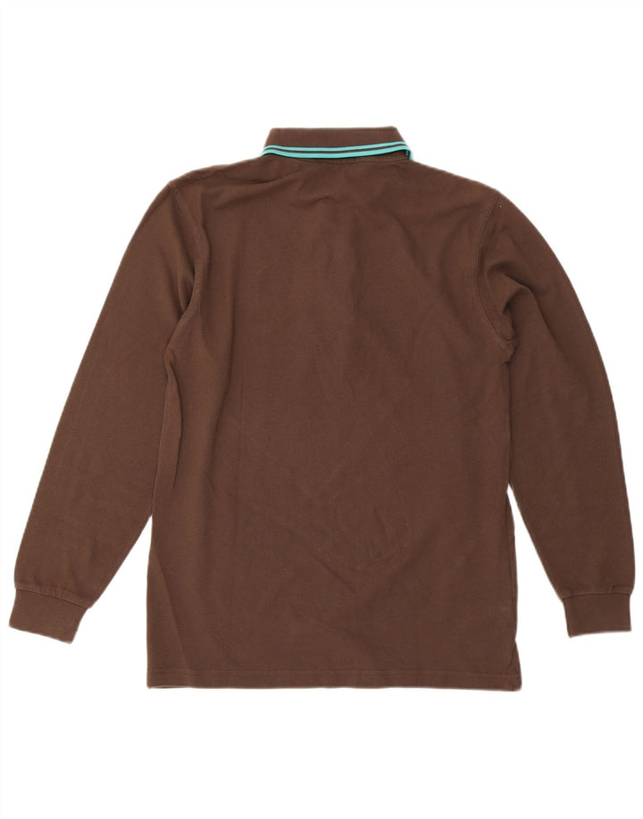 Fred Perry Mens Long Sleeve Polo Shirt Small Brown Cotton
