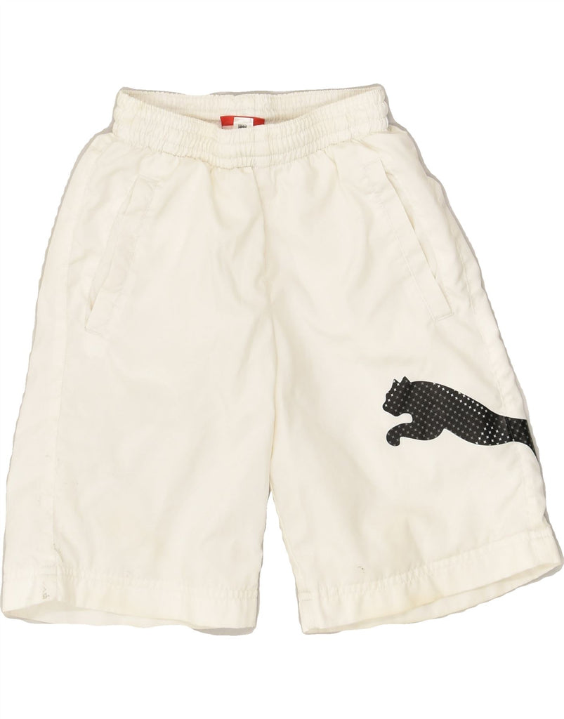 PUMA Boys Graphic Sport Shorts  7-8 Years White Polyester | Vintage Puma | Thrift | Second-Hand Puma | Used Clothing | Messina Hembry 